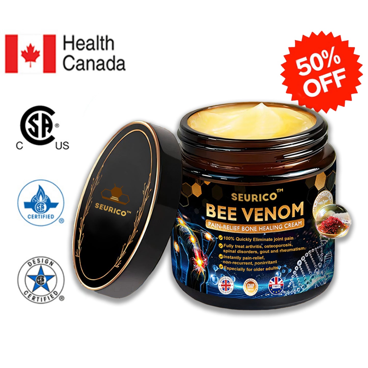 ✅Official Store: Honeybee-Venom Pain-Relief Bone Healing Cream👨‍⚕️Health Canada Professional Certification(Reducing joint swelling, pain, stiffness, redness, warmth, soreness, and joint fatigue)