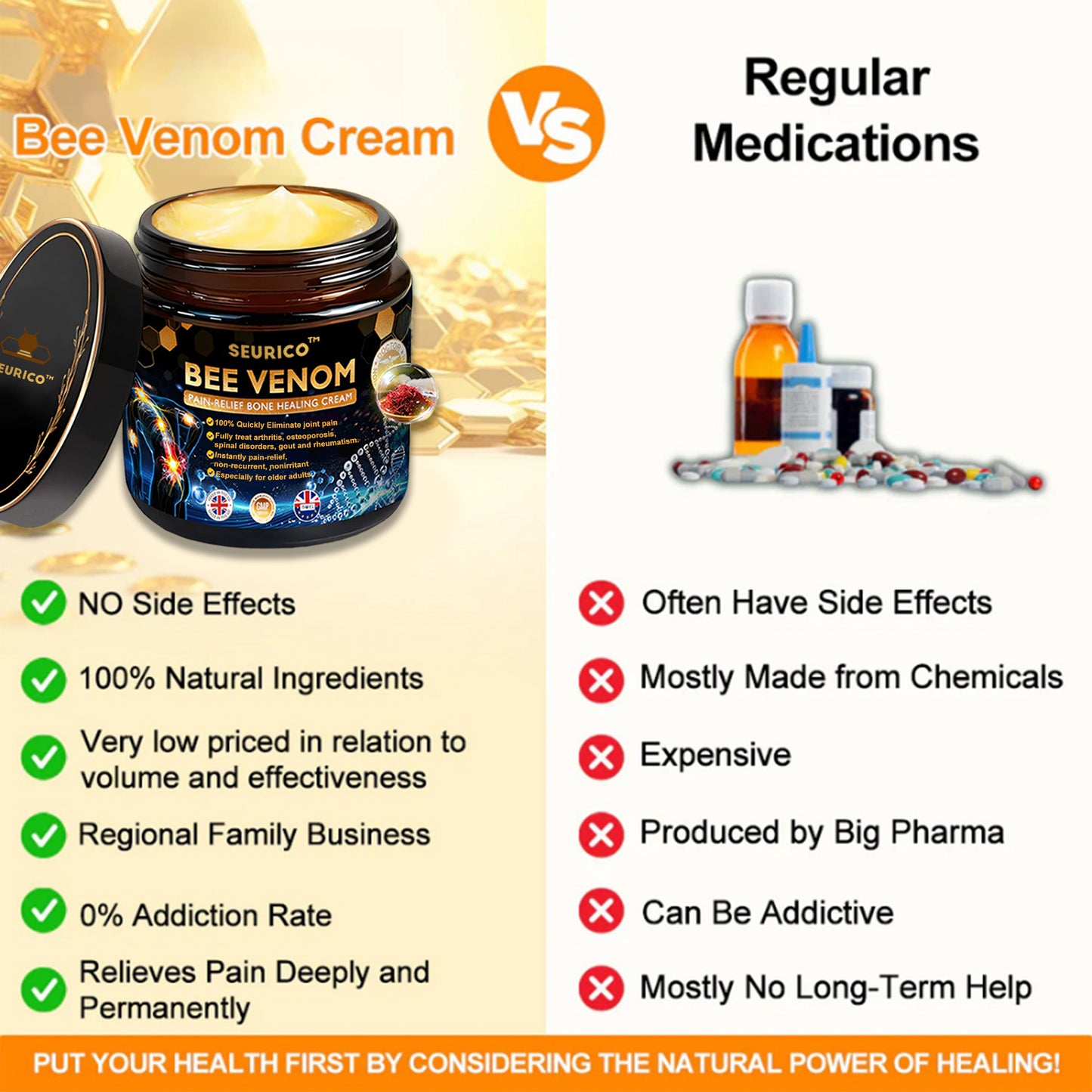 ✅Official Store: Honeybee-Venom Pain-Relief Bone Healing Cream👨‍⚕️Health Canada Professional Certification(Reducing joint swelling, pain, stiffness, redness, warmth, soreness, and joint fatigue)